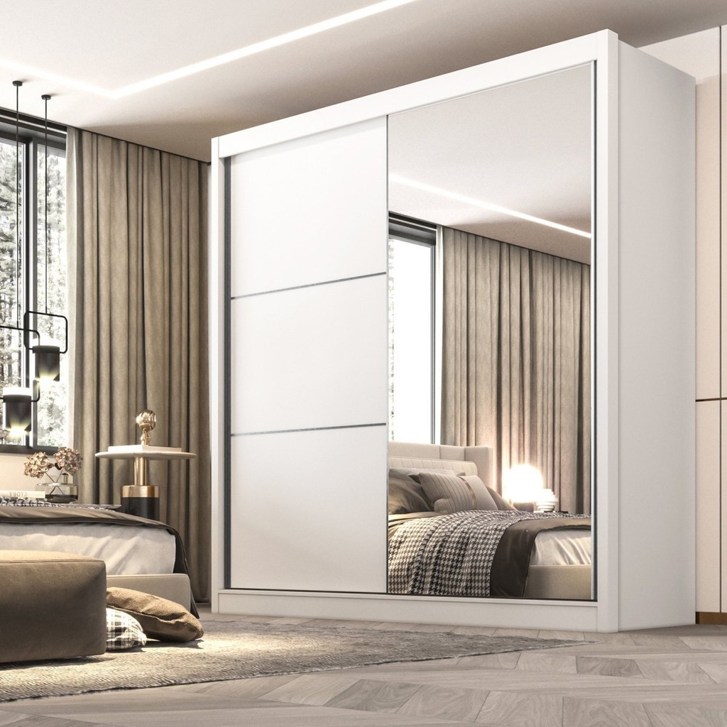 Guarda Roupa Casal 2 Portas 6 Gavetas 100% MDF Coliseu Branco