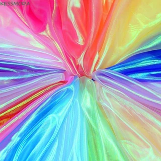 KESSMODA Tecido De Gaze Transparente Fashion DIY Fluorescente Holográfico Colorido Rolo De Tules