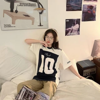 Camiseta Homem Mulher No. 10 Peças 100% Algodão Material da linha do pescoço Tipo largo Karants Tamanho grande Camiseta de basquetebol de marca Local