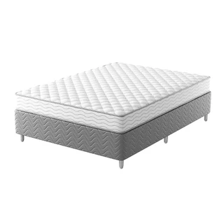 Cama Box com Colchão Casal Howie Espuma D28 (17x138x188) Branco e Cinza