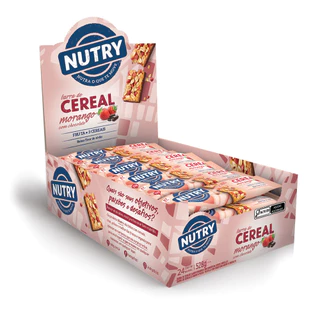 Barra De Cereal Morango Com Chocolate 24 Unidades 22g Nutry