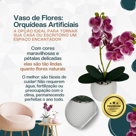 Vaso Flores Artificiais Vaso Arranjo Orquideas Decorativas