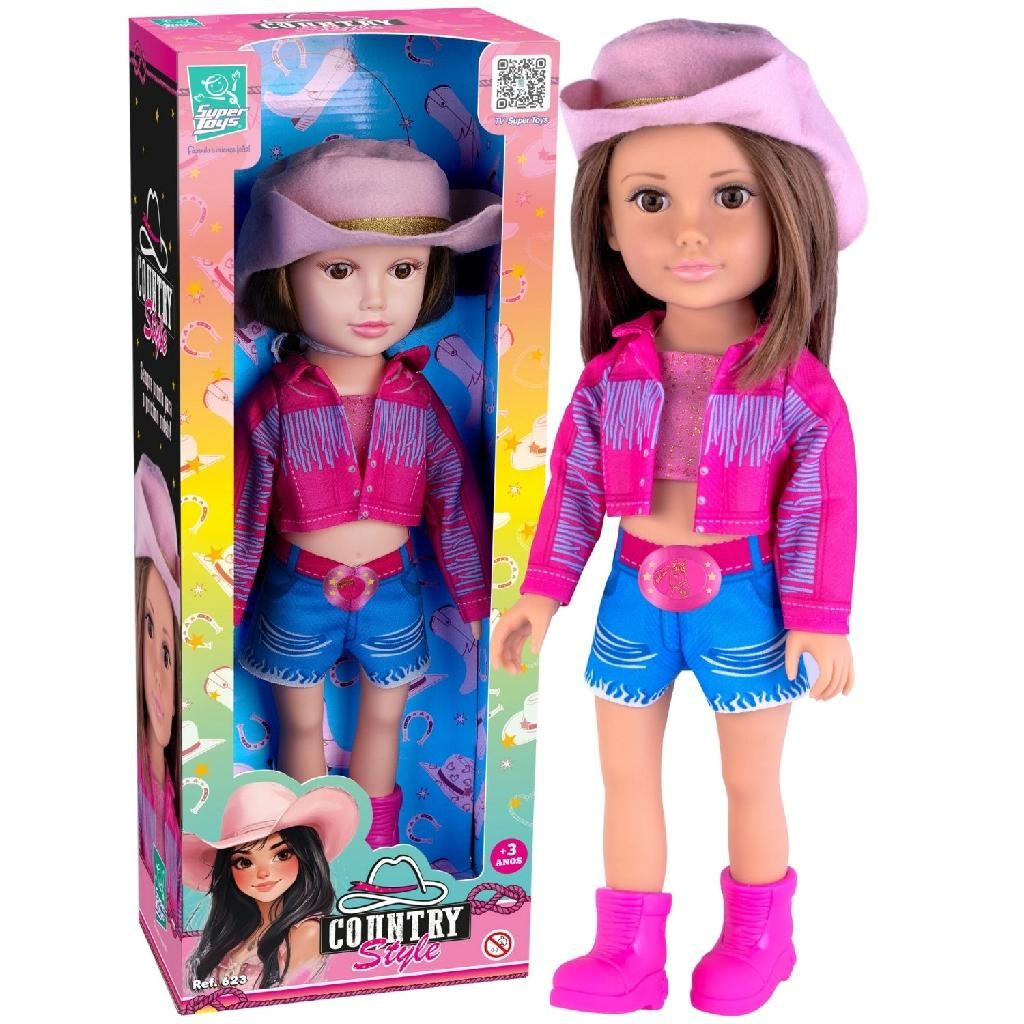 Boneca Grande Ana Cantora A Boiadeira 41 cm Com Chapéu e Botas - Super ...