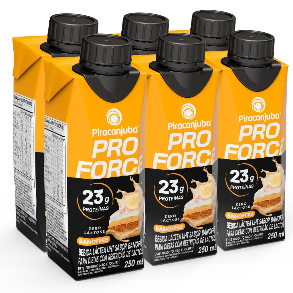 Pack 6un Whey Pro Force 23g Piracanjuba Banoffee - 6x250ml | Shopee Brasil