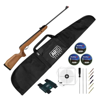 Carabina Espingarda Nitro Naja 4.5mm Madeira Kit Limpeza