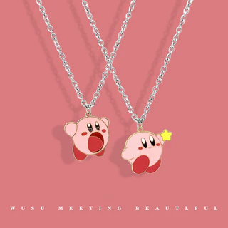 Influenciador Japonês Estrela Kirby Colar Kirby Colar Kirby Cartoon Pingente Fofo Corrente de Suéteres Homens Mulheres Colar Anime de Aço Titânio Trendy