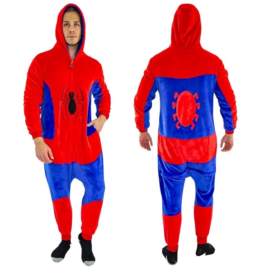 Homem Aranha Kigurumi Pijama Roupa Fantasia Macacão Adulto Oficial ...
