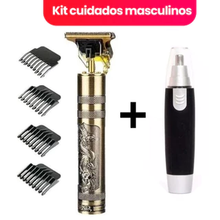 Barbeador e aparador de pelos Maquina cortar cabelo dragão Kit cuidados masculinos