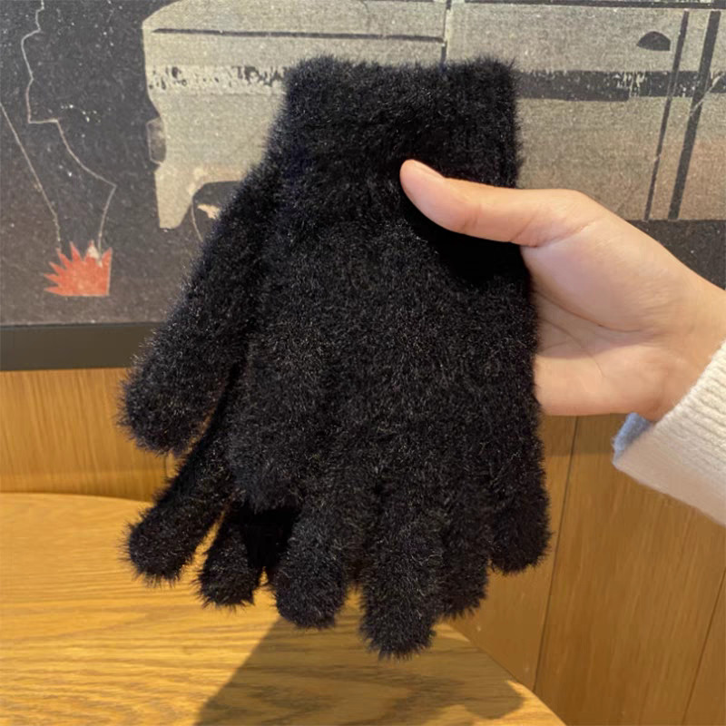 Luva preta peluda Bem Fofinho luvas Inverno Frio Adulto unissex