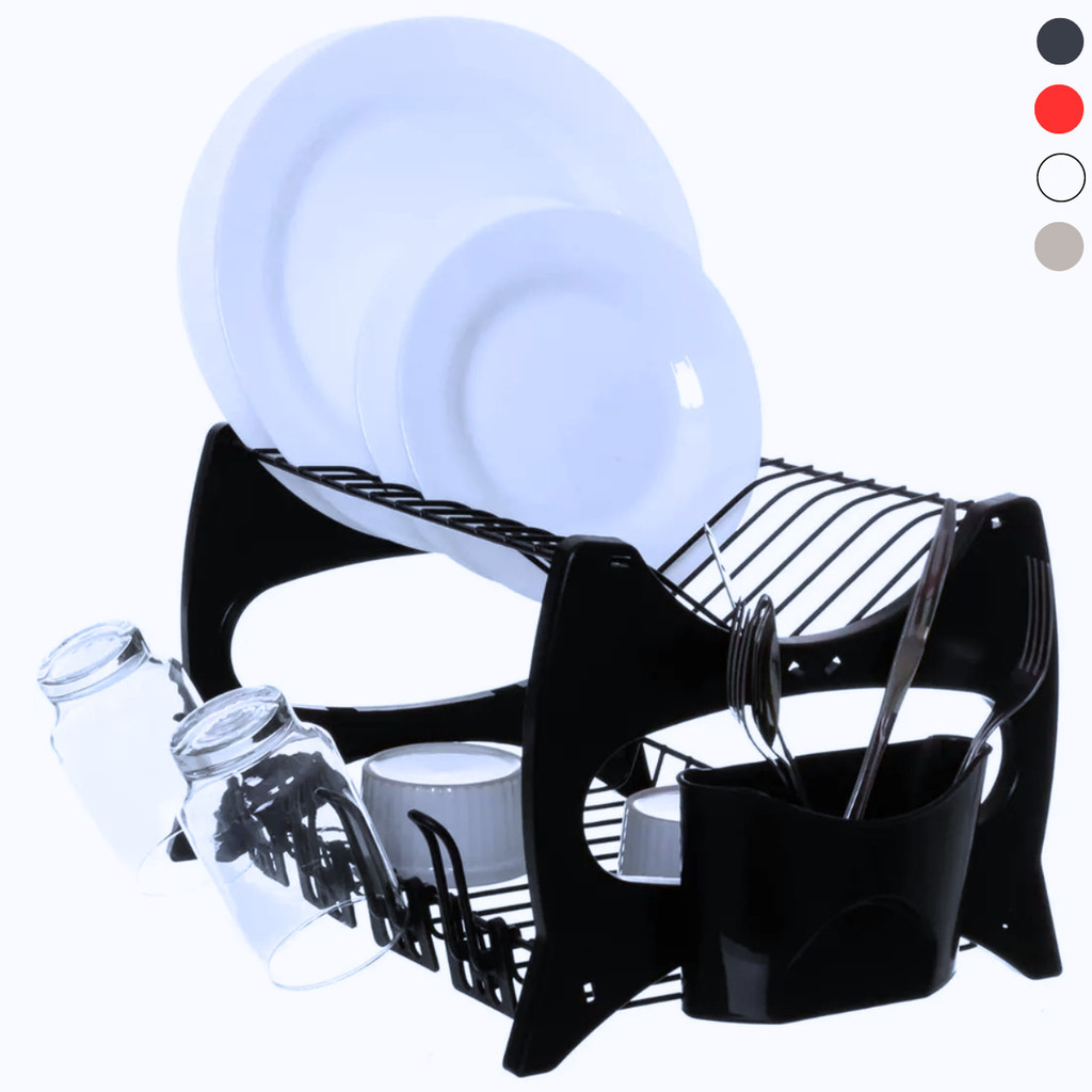 Escorredor Preto de Louça Prato Pia Com Porta Copos E Talher Florença