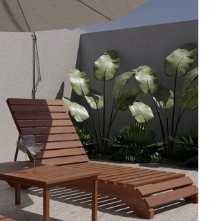 Espreguiçadeira para Jardim em Madeira Maciça Chaise Long 