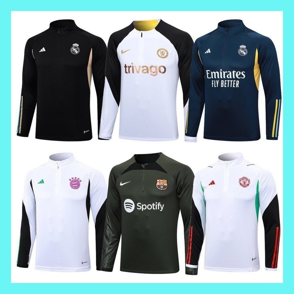 Camisa de time 2023 2024 BALA Treinamento De Futebol Camisa Da Equipe De Manga Longa Com Zíper B- Munique 【Frete grátis】