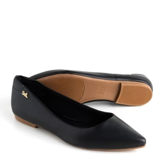 Sapatilha Napa Preto / Ouro Com Bico Fino 100070.01_1