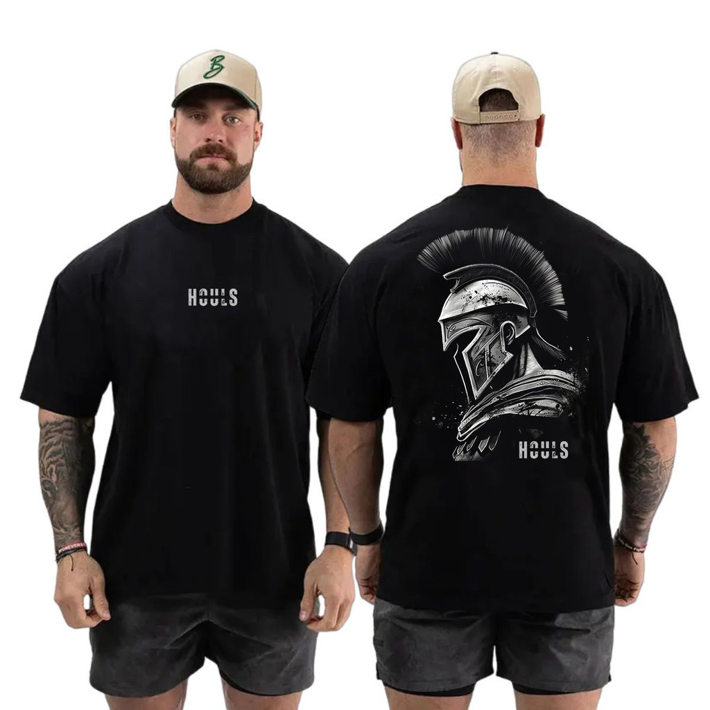 Camiseta Oversized Musculação Guerreiro Spartano Grande Algodão Streetwear Treino Academia