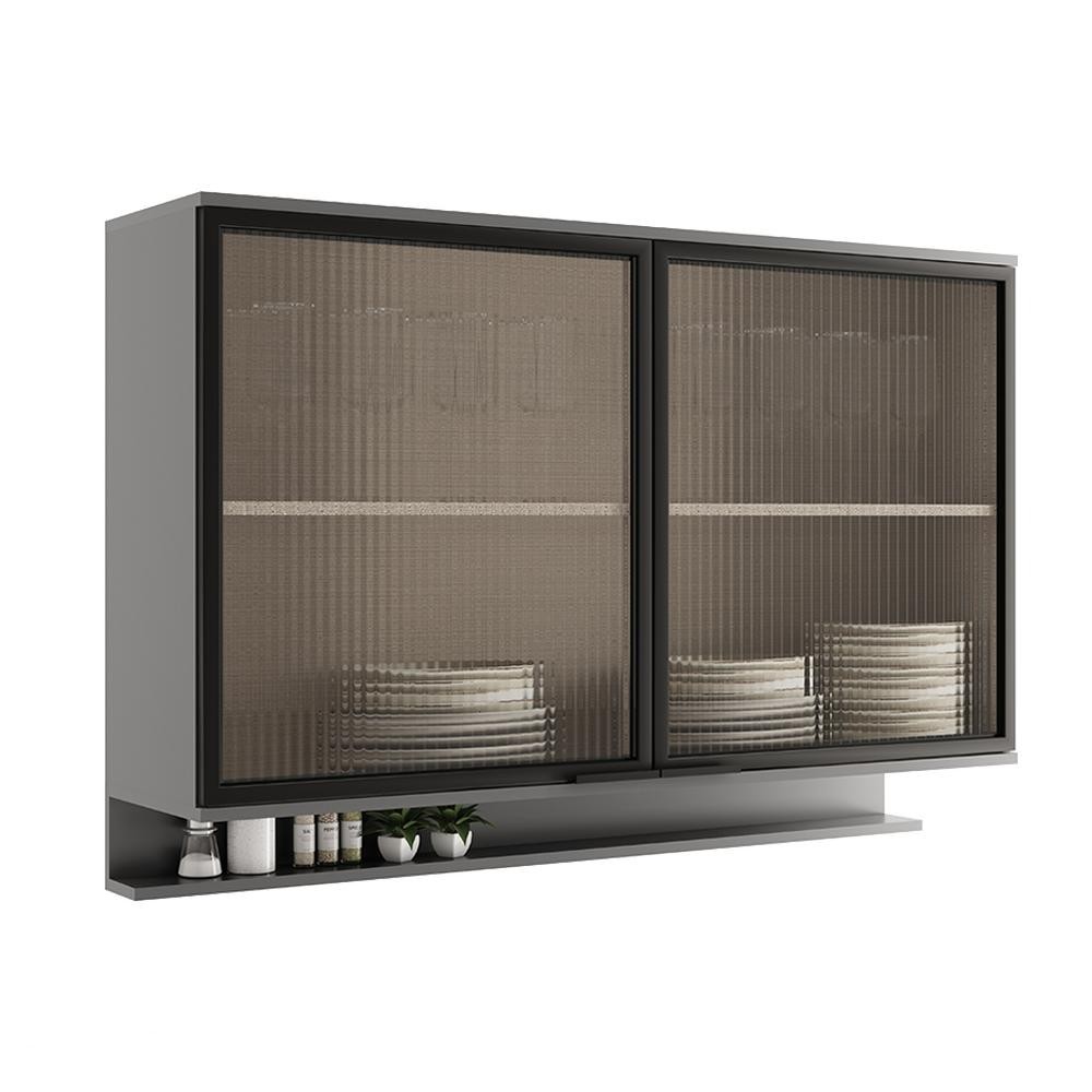 Aéreo de Cozinha 1200mm 2 Pts de Vidro Lótus Carraro Titânio