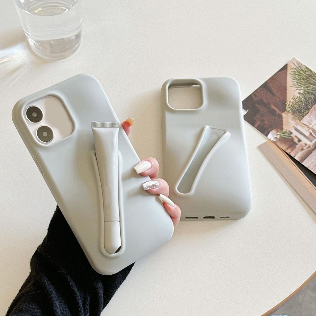 Capa Para Telefone Lip Gloss 2 Em 1 Silicone Líquido Porta Lábio & Design De Proteção Total kagli1br