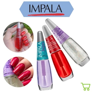 Kit C/3 Esmaltes Impala Verniz Intensificador Vermelho Extra Brilho Ponto De Luz Hipoalergênico