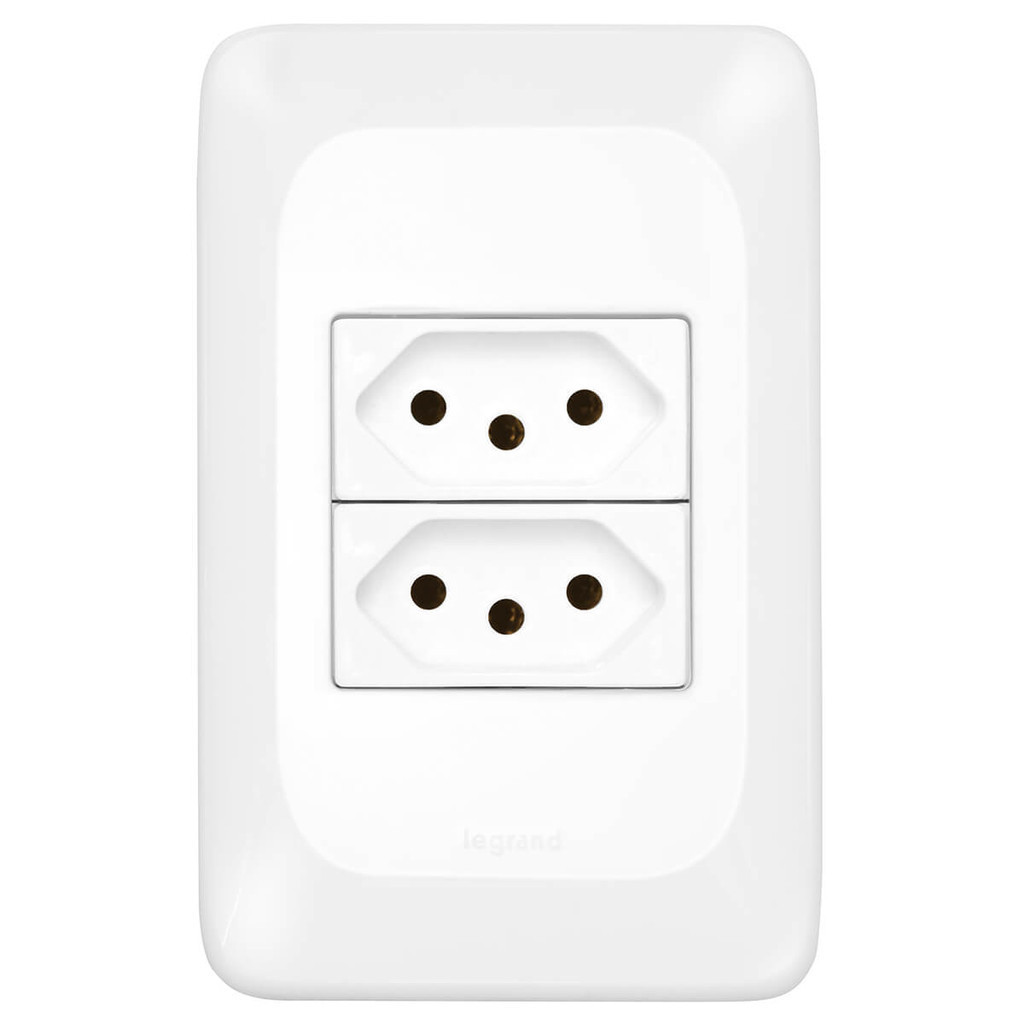 Kit Completo Tomada Dupla 20A 2P+T Com Placa e Suporte 4x2 Branco PIAL ...
