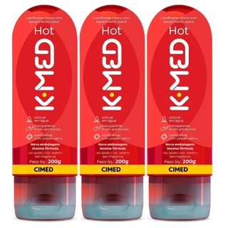 Kit c/ 3 unidades Gel Lubrificante Íntimo K-Med Hot 200ml em Oferta na Shopee