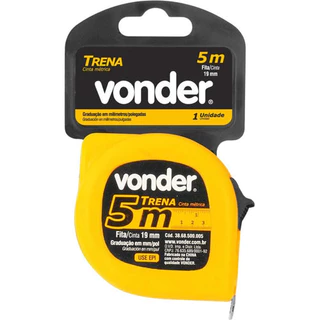 Trena de Bolso 5m em Aço Vonder Profissional com Trava Presilha e Fita 19mm