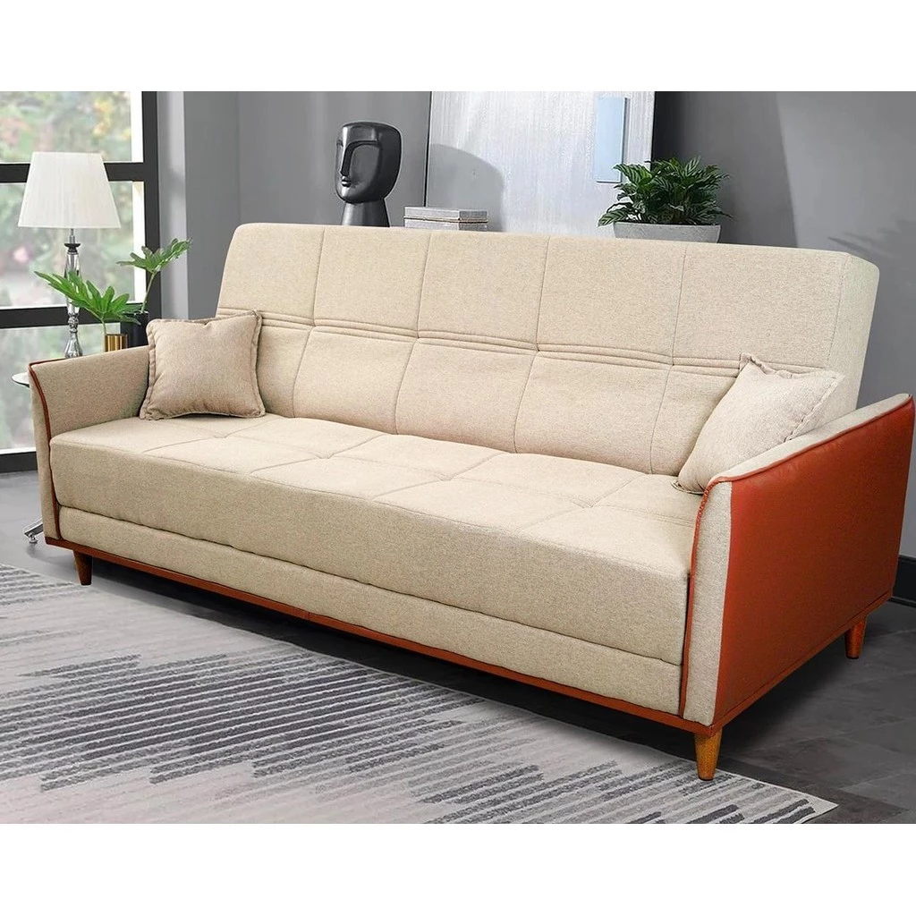 Sofá Cama Sérvia 2,00m Bege Linho Rustico