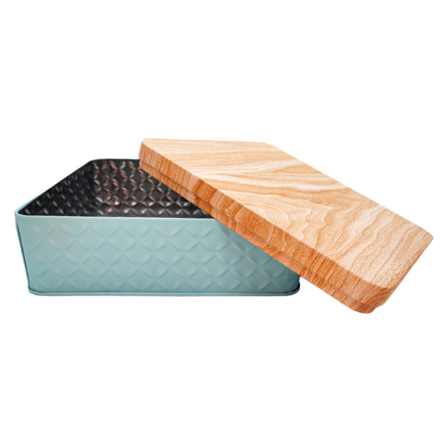 Lata de Metal Quadrada Texturizada - Azul - 17x6cm - 1 unidade - Rizzo