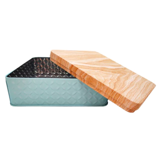 Lata de Metal Quadrada Texturizada - Azul - 17x6cm - 1 unidade - Rizzo