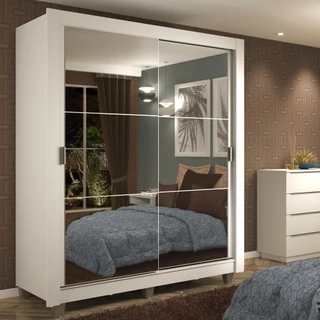 Guarda-Roupa Solteiro Madesa Dallas 2 Portas de Correr de Espelho 2 Gavetas com Pés em Oferta na Shopee