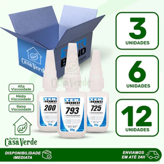 KIT PROMOCIONAL Super Cola Instantânea Multiuso Alta Resistência Unhas 20g Viscosidades 200, 725 Ou 793 Tekbond