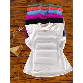 Blusa Regata Básica Cavada Blogueira Muscle Tee Elegance Thais Plus Size All Curve