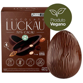 Ovo de Páscoa Chocolate 70% Cacau Com Drágeas De Avelã Luckau