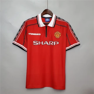 98-99 mu Casa Camisa Vermelha retro Futebol UBA3