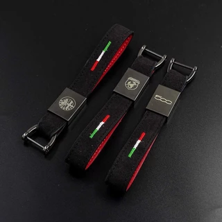 Alcântara Bandeira Italiana Chaveiro De Carro Acessórios Adequados Para Fiat 500 Abarth 595 695 Palio Stilo Bravo Alfa Romeo GT GTA GTV Tonale Giulia Stelvio MITO Giulietta 147 156 159 Brera