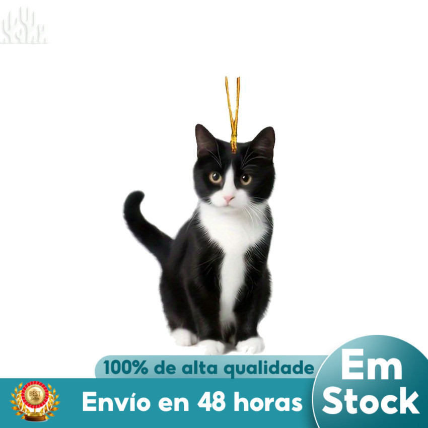 Pingente Acrílico Preto Gatinho Espelho Retrovisor Do Carro Decorativo De Jóias Para Amantes De Animais De Estimação