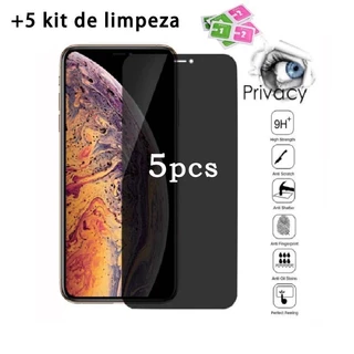 Kit 5pcs Película de vidro 3D Privativa Anti Spy Para IPhone 7 8 XS XR 11 12 13 14 15Pro Max
