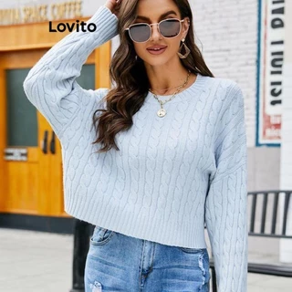 Lovito Suéter básico liso casual para mulheres LNL60254