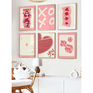 Kit 6 Quadros Decorativos Rosa Xo Xo