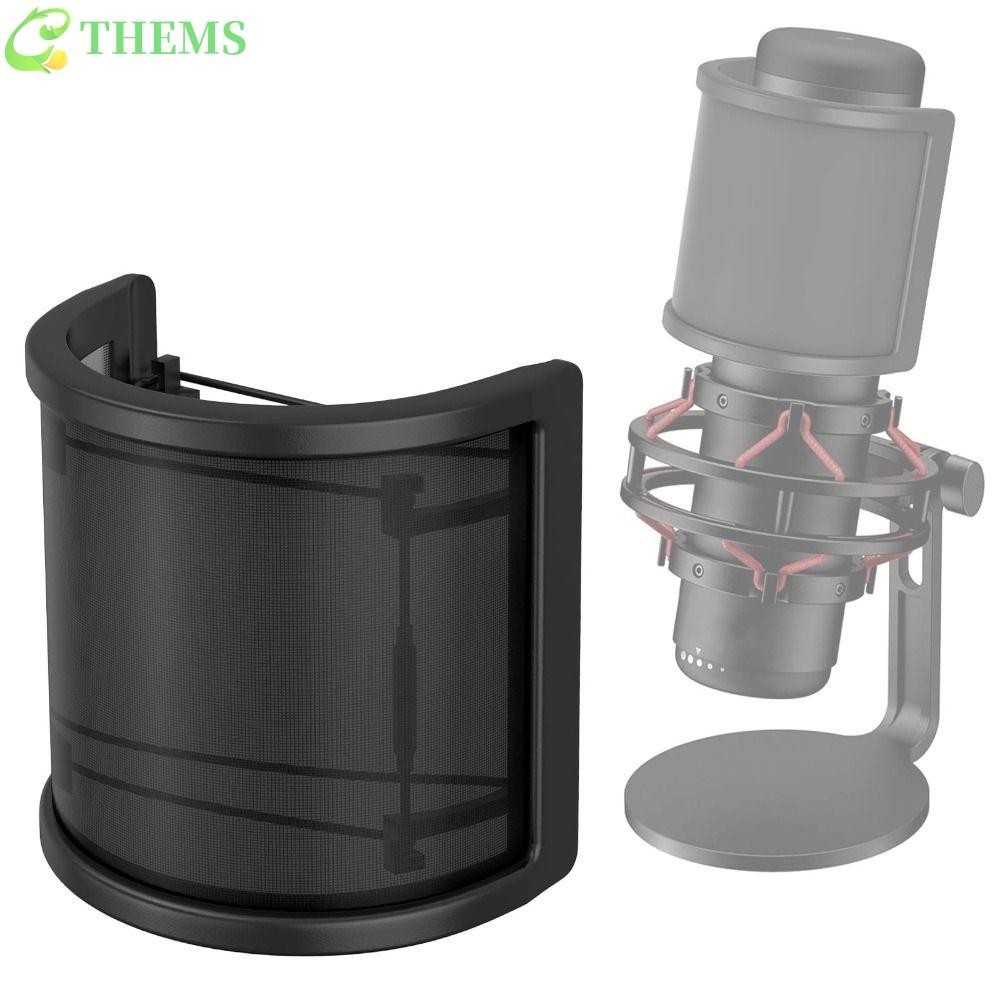 THEMS Microphone Pop Filter , Máscara De Pára-Brisas Do Microfone Em Forma De U Com Ruído De Vento Dedicado , Condensador Reutilizável À Prova De Choque Capa De Proteção Net Gravação De Rádio
