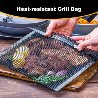 Large Size Grill Bag Reusable Non-stick Mesh Bbq Grilling Accessory for Vegetables Meats Heat-resistant Ideal for Gas Charcoal Electric