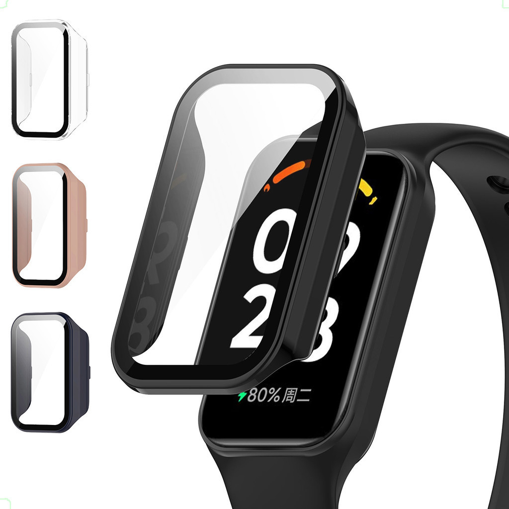 Case para Mi Band 8 Active Xiaomi com Tela Vidro Bumper Capa Protetora Smartwatch