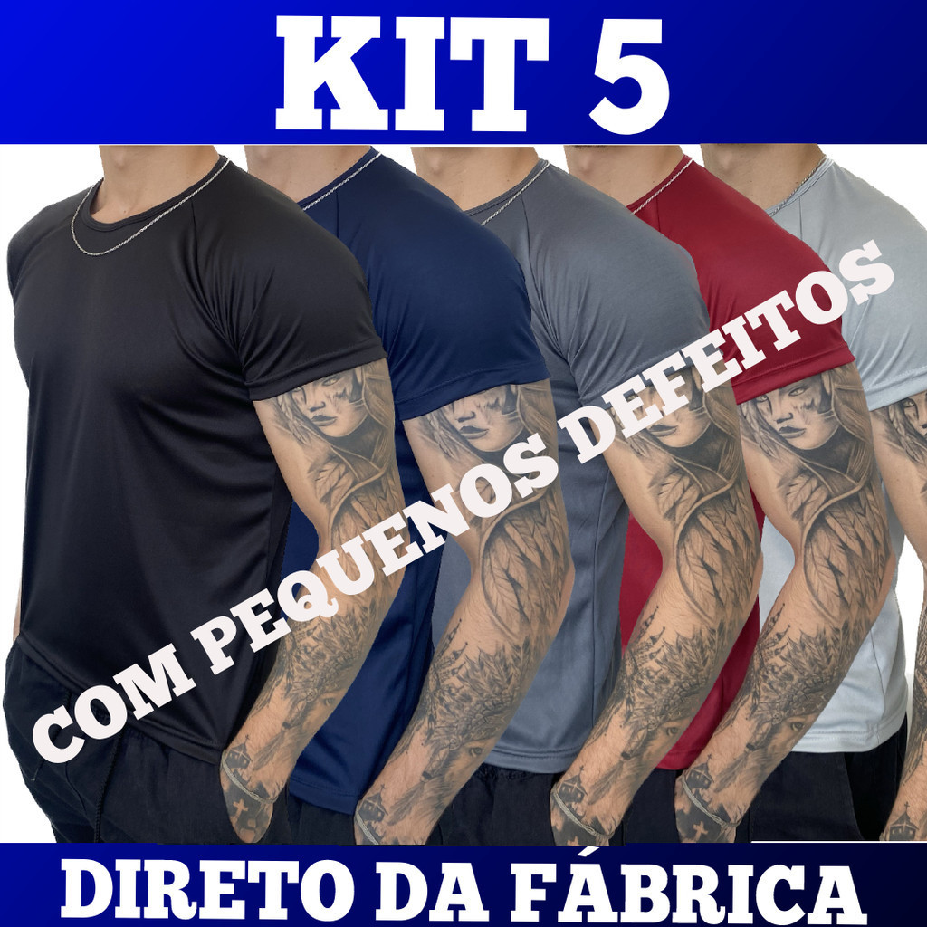 KIT 5 Camiseta Com Pequenos Defeitos - Uso Casual Treino Academia Esportes Exercícios Corrida
