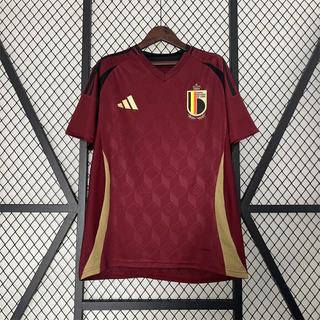Camisa de futebol 24-25 B-M Bélgica Home 24-25 Camisa esportiva masculina de borgonha 