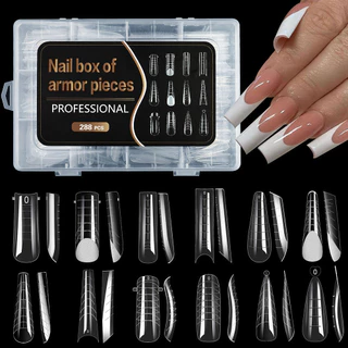 120/288PCS Transparent Nail Long Extension Matte 12 Models Various Shapes Manicure Tool em Oferta na Shopee