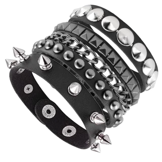 Personalidade Punk Style PU Pulseiras De Couro Conjunto De Para Homens Hip-hop Street Dance Jewelry Acessórios