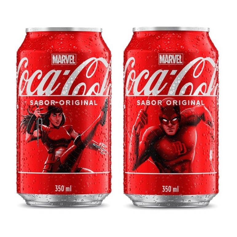 Kit 2 Coca Cola Marvel Demolidor e Elektra Duas Latas de 350 ml Coca ...