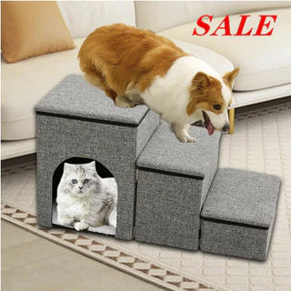 SG Escadas Dobráveis Para Animais De Estimação Com Caixa De Armazenamento Almofadas Antiderrapantes Camas Altas Rampa Cachorros Cães Viagens Internas/Externas Degraus E Gatos