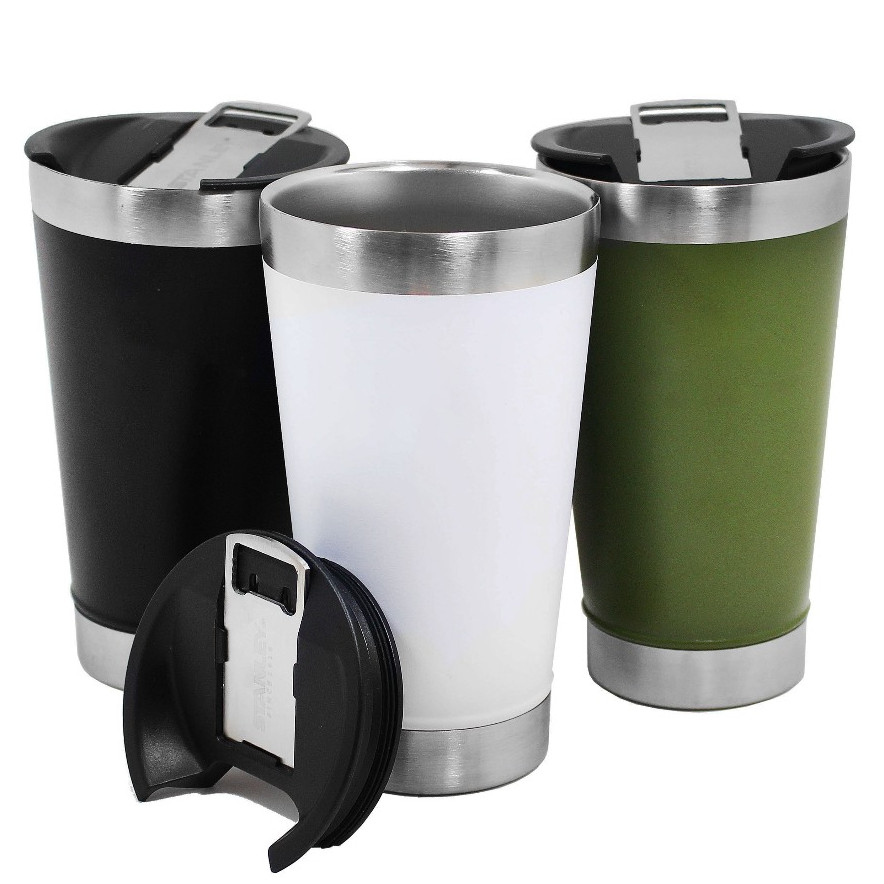 KIT 2 Copo termico 473mls com tampa e abridor para bebida quente ou gelada Aço Inoxidável 304 com Tampa e Logo Envio Rápido 473ml