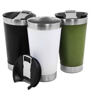 KIT 2 Copo termico 473mls com tampa e abridor para bebida quente ou gelada Aço Inoxidável 304 com Tampa e Logo Envio Rápido 473ml