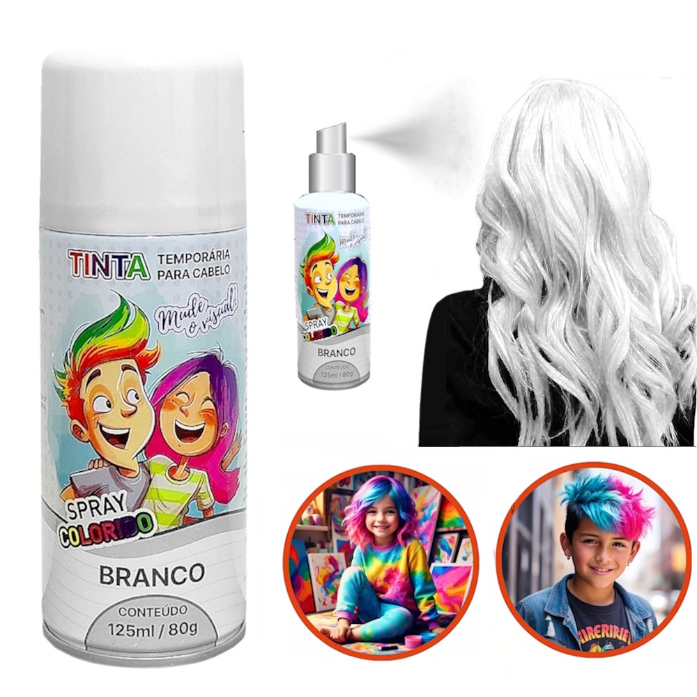 Spray de Cabelo Maluco Temporário Branca Carnaval Festas | Shopee Brasil
