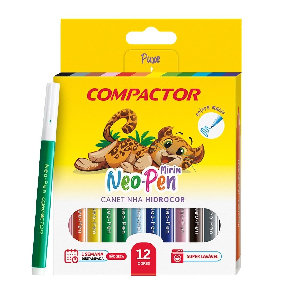 Caneta Compactor Hidrográfica Neopen Mirim 12 Cores Compactor ...